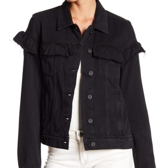 black ruffle denim jacket